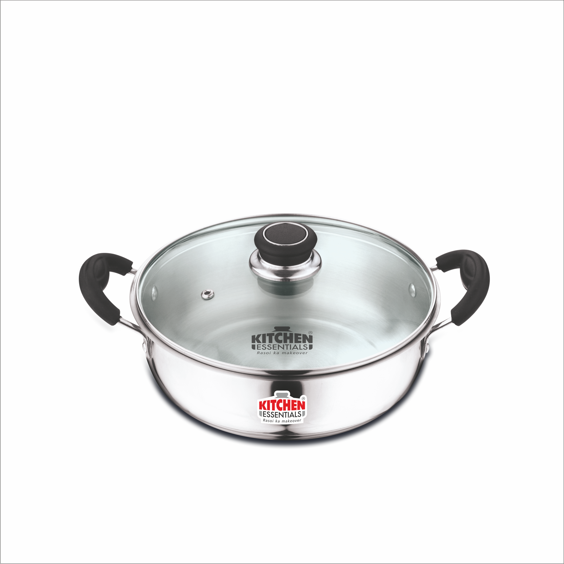 Stainless Steel Induction Bottom Kadai 22CM with Glass Lid