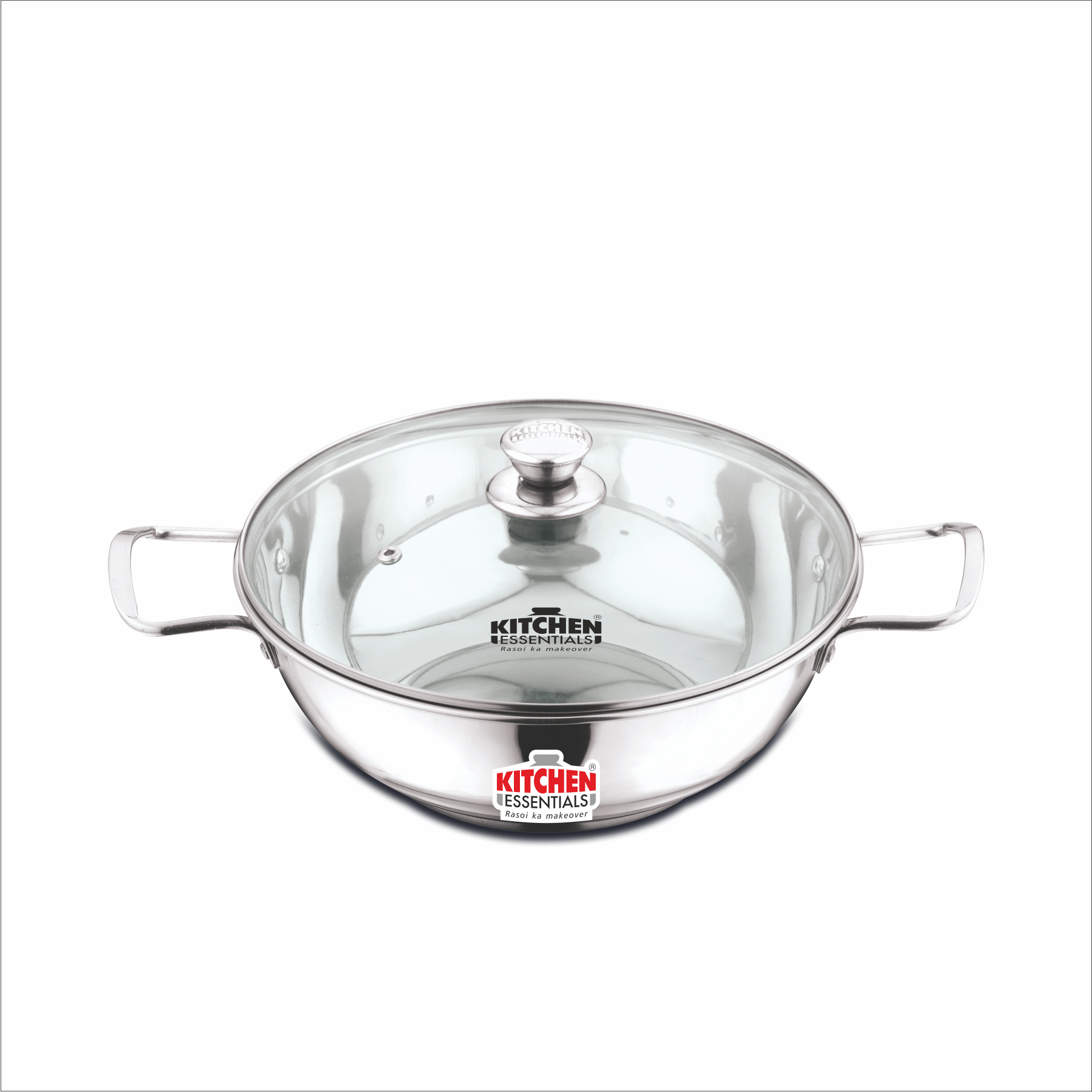 Stainless Steel Induction Bottom Kadai 25CM with Glass Lid